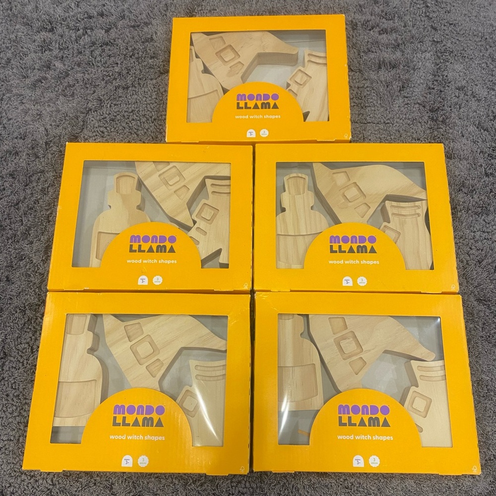 Mondo Llama Natural Wood Witch Shapes - 3 Pieces Each Box-Set of 5